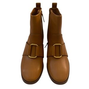 Tory Burch Croacia Audra Brown Leather Ankle Boots with Buckle